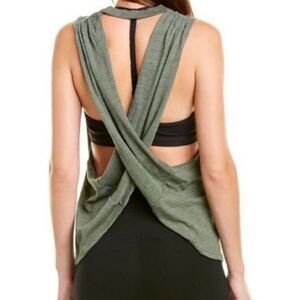 Free People Movement No Sweat Army Green Tank sz xs Designer Athleisure Boho